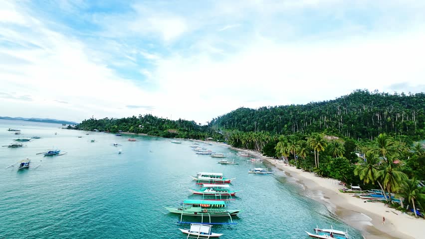 Tropical Boats Along the Palawan Coast
