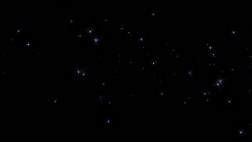 4K 3D seamless loop of shinny optical flare stars particles animation on black background. Graphic motion overlay effect loop with galaxy sky twinkling light in the space animation. Galaxy space 