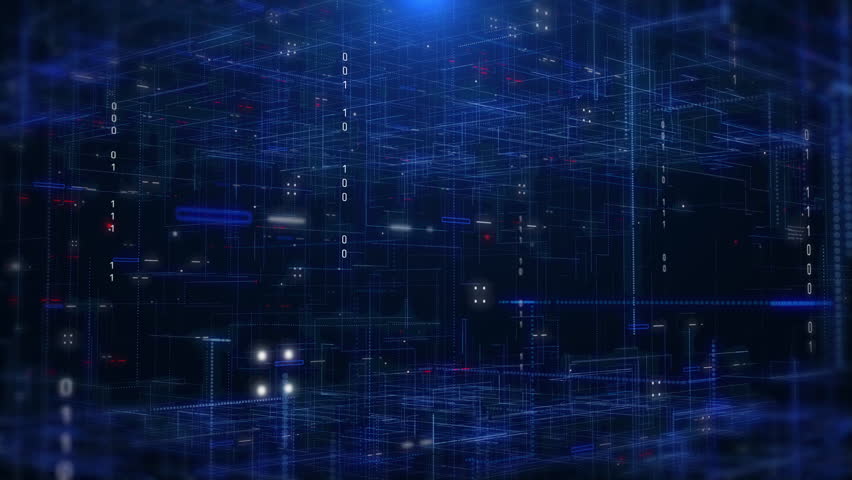 Abstract Blue Virtual Data Grid with Binary Code Stream and Futuristic Cyber Network Architecture in 3D Perspective 4K Motion - Powered by Shutterstock - Get 15% off with code: PIKWIZARD15