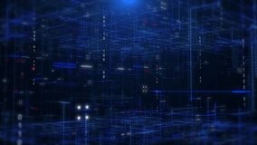 Abstract Blue Virtual Data Grid with Binary Code Stream and Futuristic Cyber Network Architecture in 3D Perspective 4K Motion - Powered by Shutterstock - Get 15% off with code: PIKWIZARD15