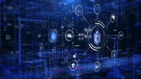 Glowing blue circuits and holographic elements emphasize themes of security, trust, and innovation, symbolizing data protection, encryption, and advanced network defense with left area copy space - Powered by Shutterstock - Get 15% off with code: PIKWIZARD15