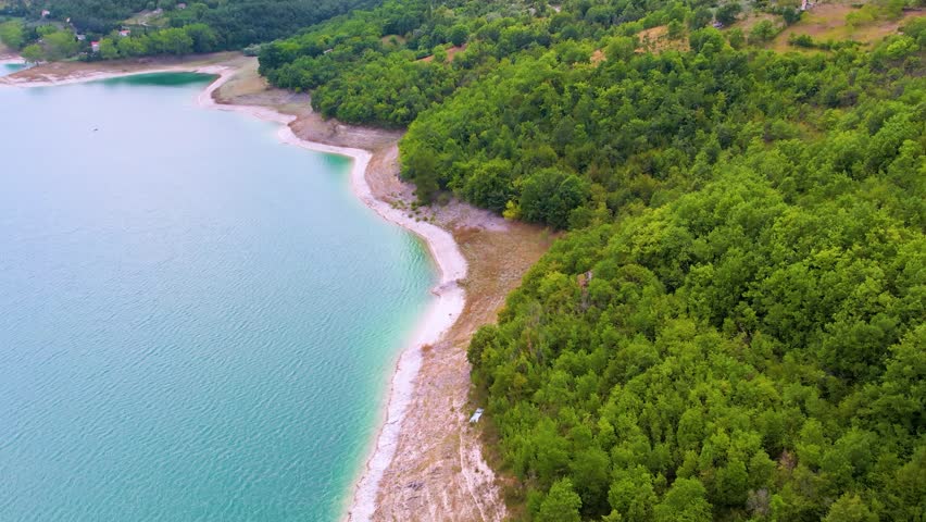 The lake of Turano in Apennines Mountains , Italy