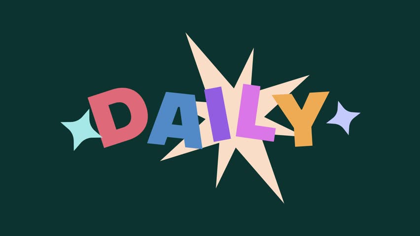4k motion animation with daily vlog text in a colorful fun playful style, perfect for intros, media content, social videos, and creative digital projects.