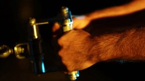 An athlete's hands grip a pull-up bar in a dark, moody gym. Cool, futuristic neon lighting creates dramatic silhouettes, perfect for strength training and workout motivation videos. - Powered by Shutterstock - Get 15% off with code: PIKWIZARD15