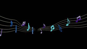 Curved Music Staff on White, Blue‑to‑Purple Notes, Minimalist Flat Illustration - Powered by Shutterstock - Get 15% off with code: PIKWIZARD15