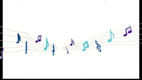 Curved Music Staff on White, Blue‑to‑Purple Notes, Minimalist Flat Illustration - Powered by Shutterstock - Get 15% off with code: PIKWIZARD15