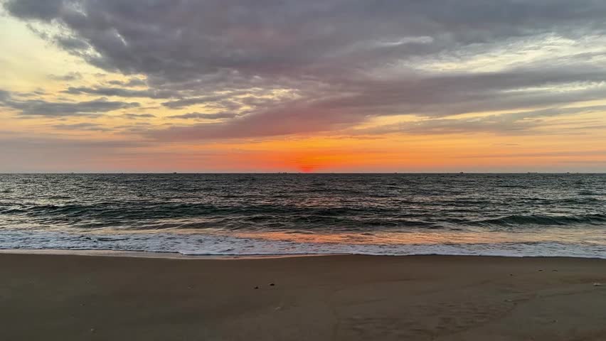 Waves crashing on the beach at daăn, Phan Thiet, Viet Nam - 02 03 2025