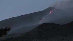 Mount Etna erupted. Lava flow go to south weast side of volcano. - Powered by Shutterstock - Get 15% off with code: PIKWIZARD15