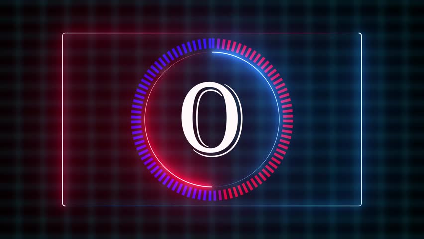 7 second countdown animation on different background. 4k video