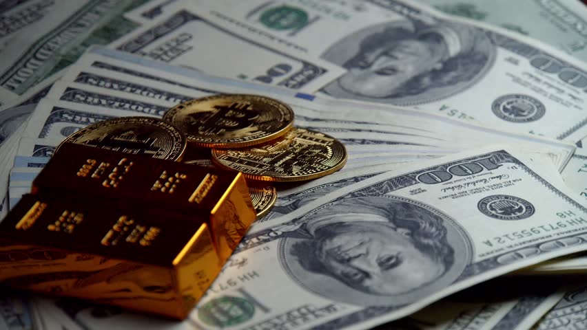 Shiny Bitcoins On Cash Represent Blockchain Trading And Financial.Rotating Bitcoin Coins Over Us Dollars Symbolize Digital Finance, Wealth Accumulation, Worldwide Cryptocurrency Adoption Tech Economy - Powered by Shutterstock - Get 15% off with code: PIKWIZARD15
