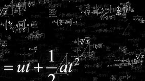 Math and physics formulae pass through the screen and fall away. Animation of maths equations. Fast movement of plexus formulas. Science, technology Genetics biology, biotechnology, chemistry, science - Powered by Shutterstock - Get 15% off with code: PIKWIZARD15