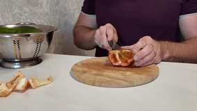 the person shakes the bell pepper into large pieces for cooking. cook's hands close-up. - Powered by Shutterstock - Get 15% off with code: PIKWIZARD15
