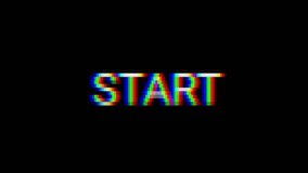 Start. 8-bit pixel text animation with dynamic glitch distortion effect.Loop – retro arcade intro, pixelated screen, VHS-style  - Powered by Shutterstock - Get 15% off with code: PIKWIZARD15