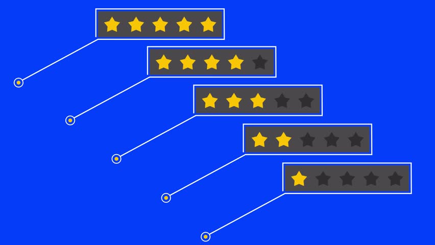 Callouts Customer Ratings. Satisfaction ratings from five stars down to one. Each rating is highlighted with a callout, ideal for showcasing feedback, reviews and product quality
