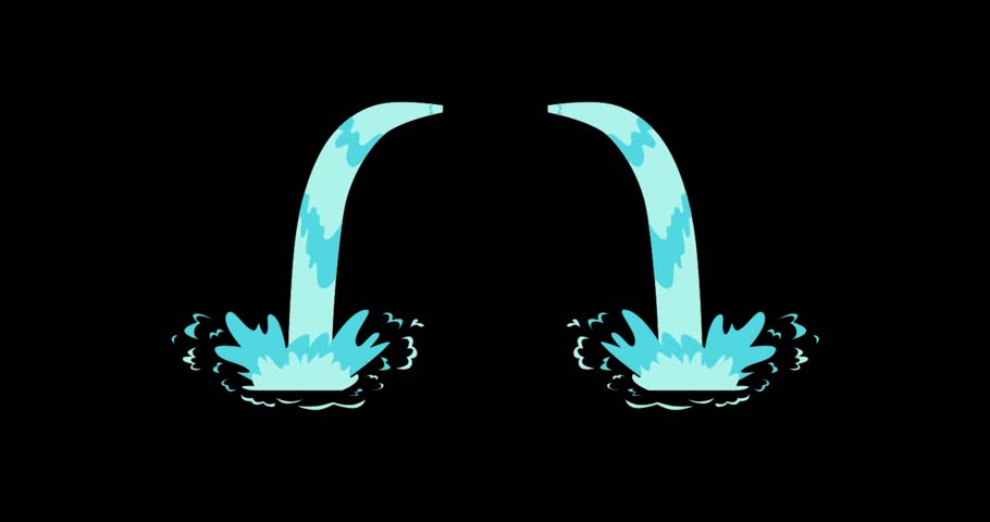 Crying Tear Drops Animation with Sparkle Effect on transparent black background.Alpha channel.