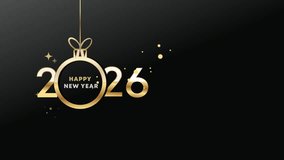 Elegant New Year 2026 greeting with gold ornament and sparkles on black gradient background, ideal for festive campaigns, seasonal promotions, and celebratory digital content - Powered by Shutterstock - Get 15% off with code: PIKWIZARD15