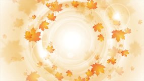 Bright orange autumn fall abstract background with maple leaves, smooth circles and lens flare. Seamless looping motion design. Video animation Ultra HD 4K 3840x2160 - Powered by Shutterstock - Get 15% off with code: PIKWIZARD15