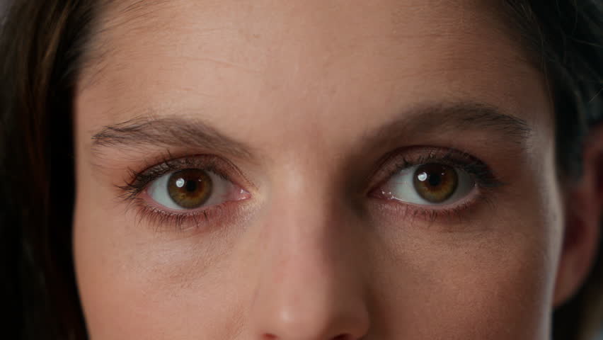 Opening eyes woman eye vision looking at camera close up watching blink female eyelashes health medical consultation eyesight face girl makeup cropped view businesswoman high school student portrait