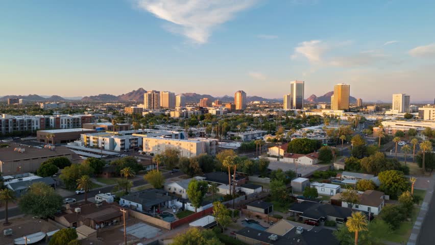Phoenix, Arizona - Downtown Sunset Drone Hyperlapse
