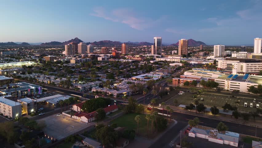 Phoenix, Arizona - Downtown Night Drone Timelapse