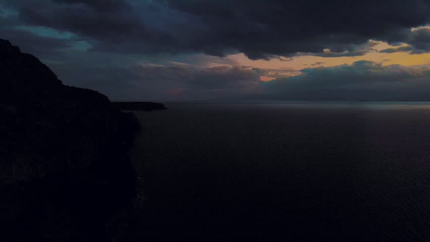 Aerial Mediterranean landscape from Palamidi Fortress Hill castle winter sunset in Nafplio Greece