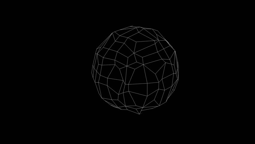 A geometric wireframe sphere rotating in space. Elegant, minimal, and futuristic—ideal for tech intros, data, or science themes.