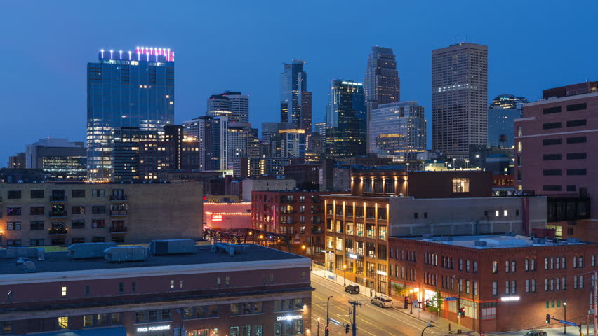 Minneapolis, Minnesota - Downtown Sunrise Timelapse