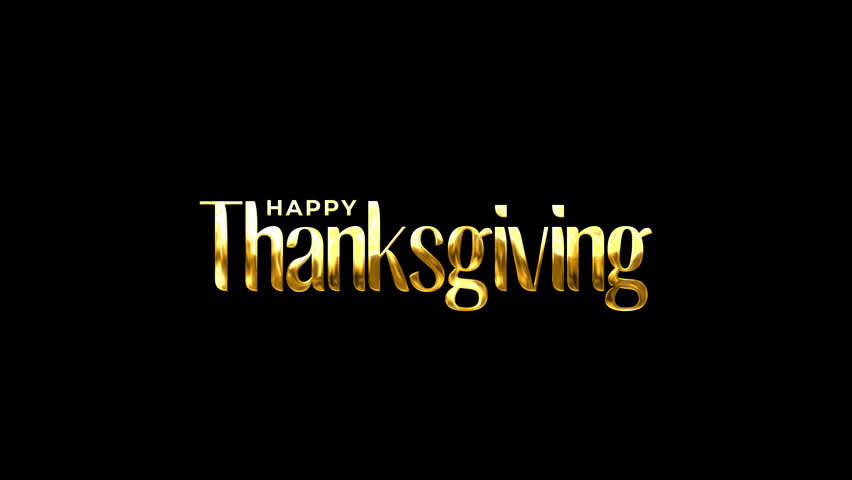 happy thanksgiving day text animation in gold color suitable for thanksgiving celebrate. 4k Video alpha channel or transparent background