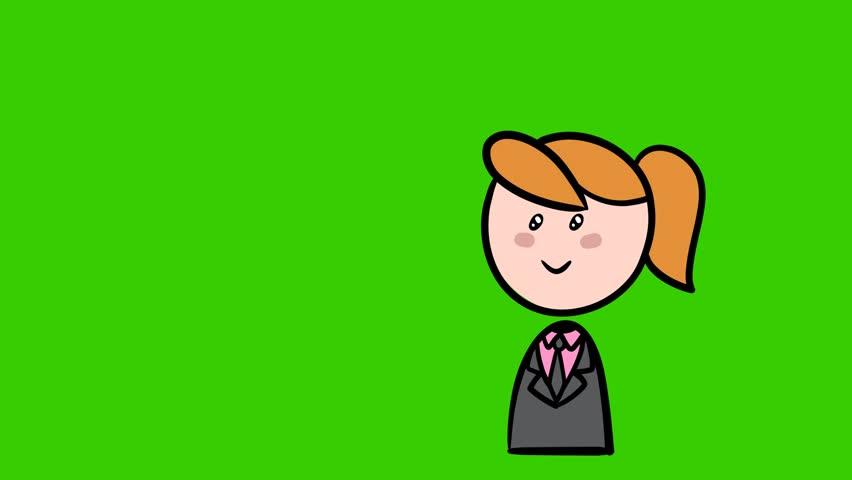 cartoon businesswoman assistant pointing at textbox animation