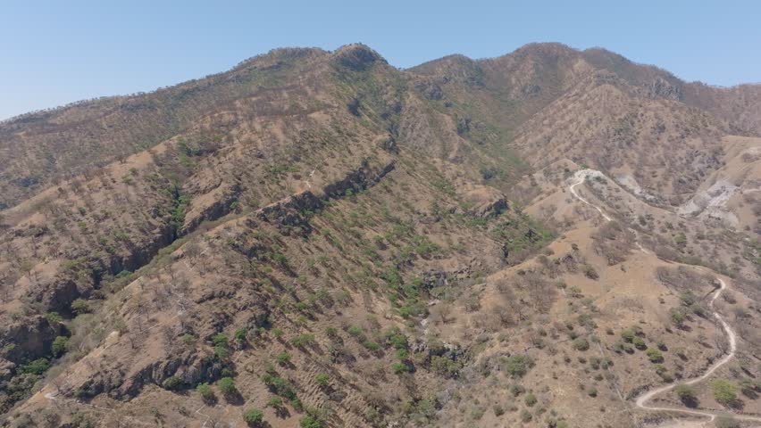Rugged mountain landcape in Jalisco town, Drone shot