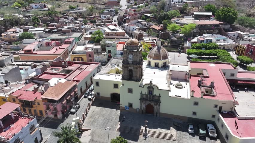 Drone circles around the Church of Amatitan Jalisco, The Inmaculada Concepcion Parish catholic church