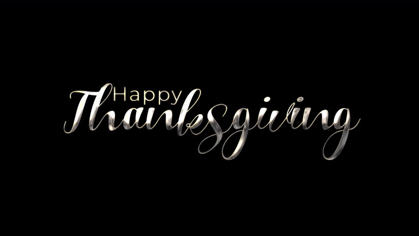 happy thanksgiving text animation with silver color and alpha channel , best for overlay background with theme autum like thanksgiving