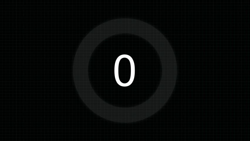 Numerical counting from 0 to 43. Countdown timer from 0 to 43 seconds real time. Modern flat design of countdown animation on black background Circular progress bar with bright white light.