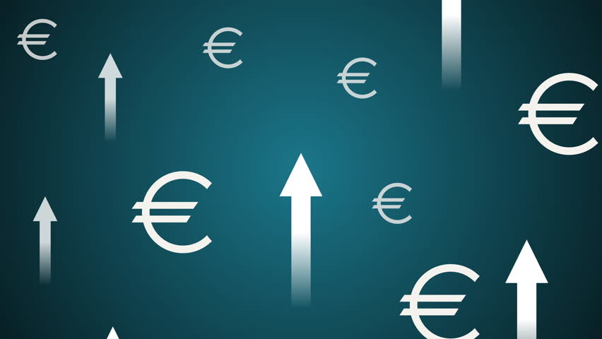 Upward arrows moving up with Euro currency symbols, Money transfer, Global currency and Stock exchange concept.