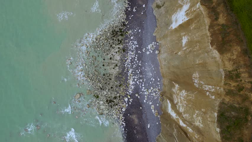 France Normandy White Cliffs Plage de Criel  Drone