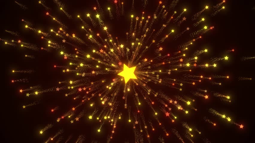 Radiant Star Burst Golden Glowing Stars and Particles Exploding Outwards on a Dark Background,A stunning digital wallpaper showing a large, luminous star at the center of a cosmic,A festive
