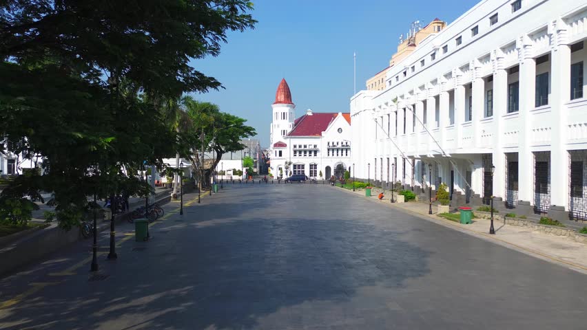 A 4k footage Aerial View of Surabaya City Hall Historic Building in East Java, Indonesia
