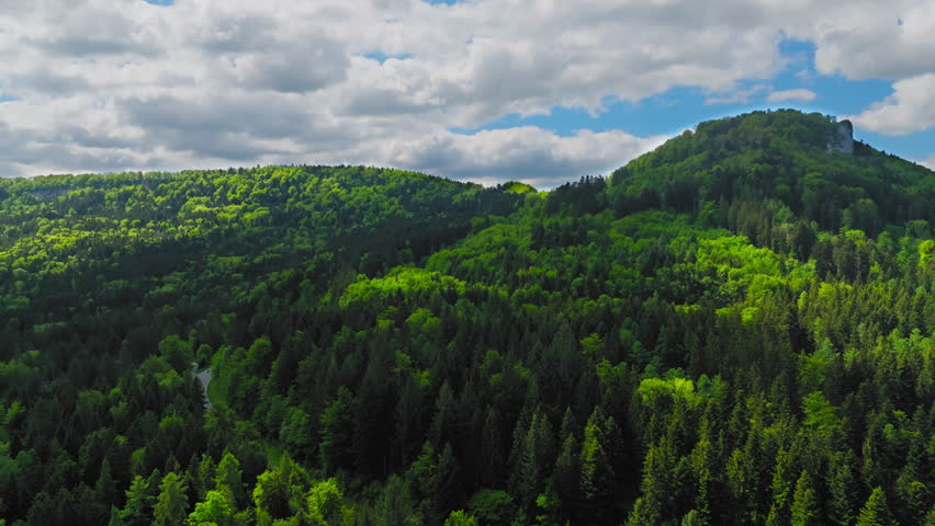 Mountain road landscape with cloudy sky