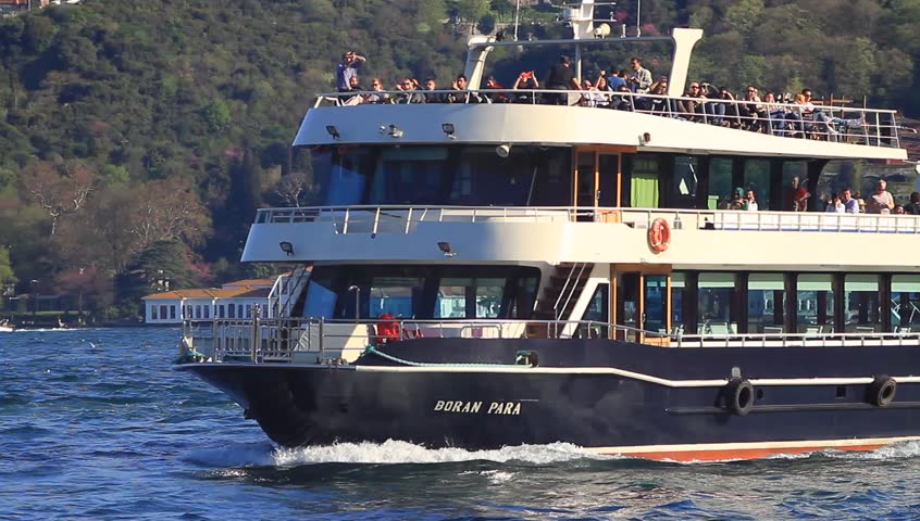 ISTANBUL - APR 13: Pleasure yacht cruising into Bosporus Sea on April 13, 2013