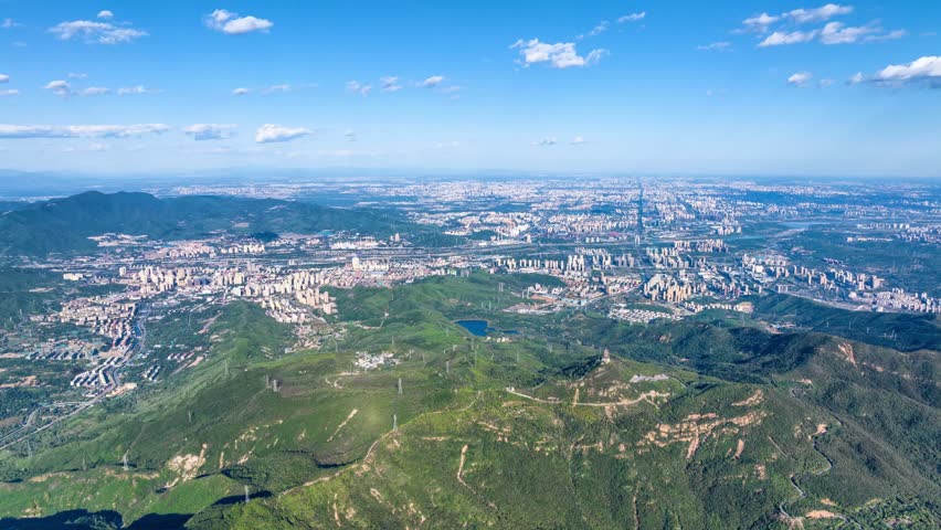 Beijing, China - 30th September 2023 - Panoramic aerial view of Beijing from the Mentougou Western Hills