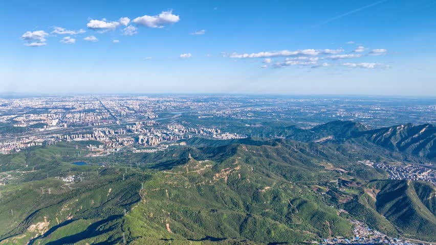 Beijing, China - 30th September 2023 - Panoramic aerial view of Beijing from the Mentougou Western Hills