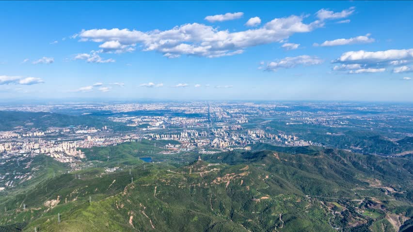 Beijing, China - 30th September 2023 - Panoramic aerial view of Beijing from the Mentougou Western Hills