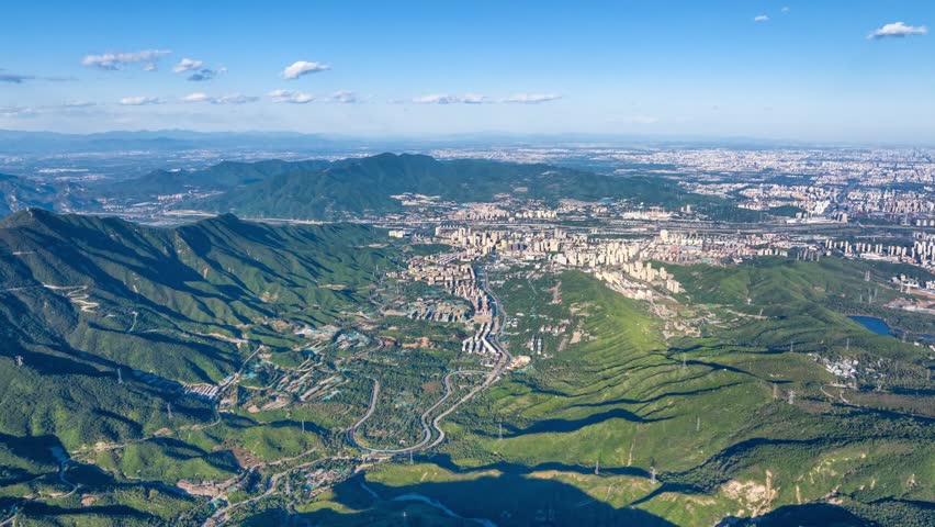 Beijing, China - 30th September 2023 - Panoramic aerial view of Beijing from the Mentougou Western Hills