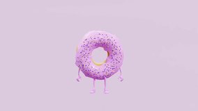3D animation of a cute pink donut character standing idle. Adorable dessert mascot with sprinkles, perfect for cartoon, kids, food, funny, and creative projects. - Powered by Shutterstock - Get 15% off with code: PIKWIZARD15