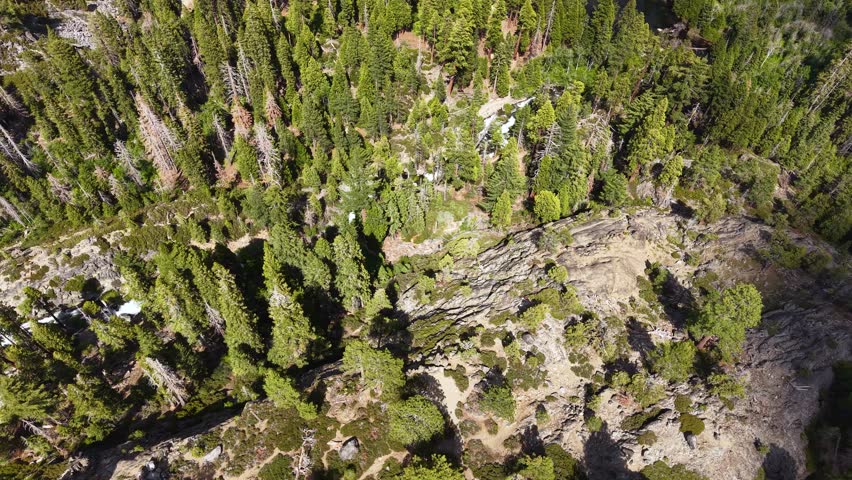 Emerald Bay, Lake Tahoe USA, Revealing Drone Shot of Landscape and Fannette Island on Sunny Day