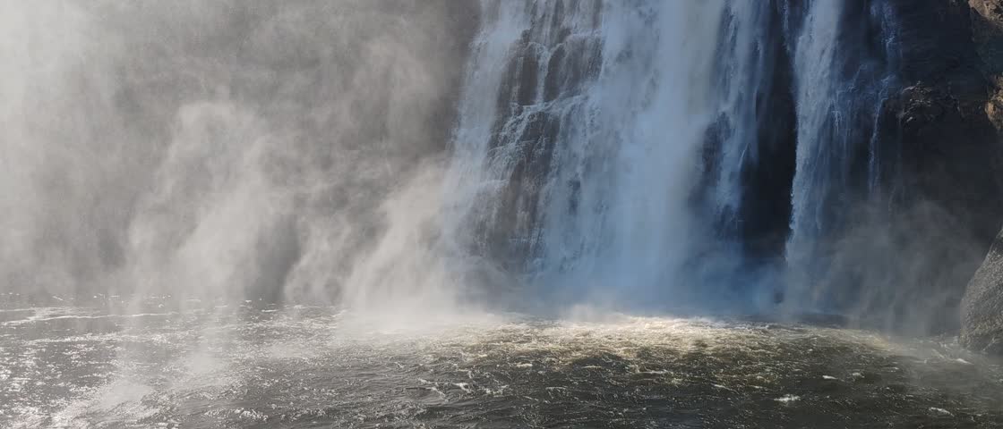 Stunning aerial view of Montmorency Falls, Quebec, Canada