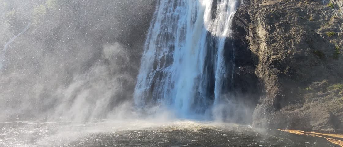 Stunning aerial view of Montmorency Falls, Quebec, Canada