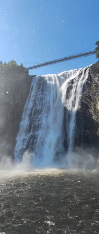 Stunning aerial view of Montmorency Falls, Quebec, Canada