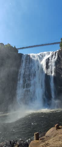 Stunning aerial view of Montmorency Falls, Quebec, Canada