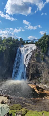 Stunning aerial view of Montmorency Falls, Quebec, Canada